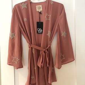 Chaser Beaded Star Wrap Top Sz XS